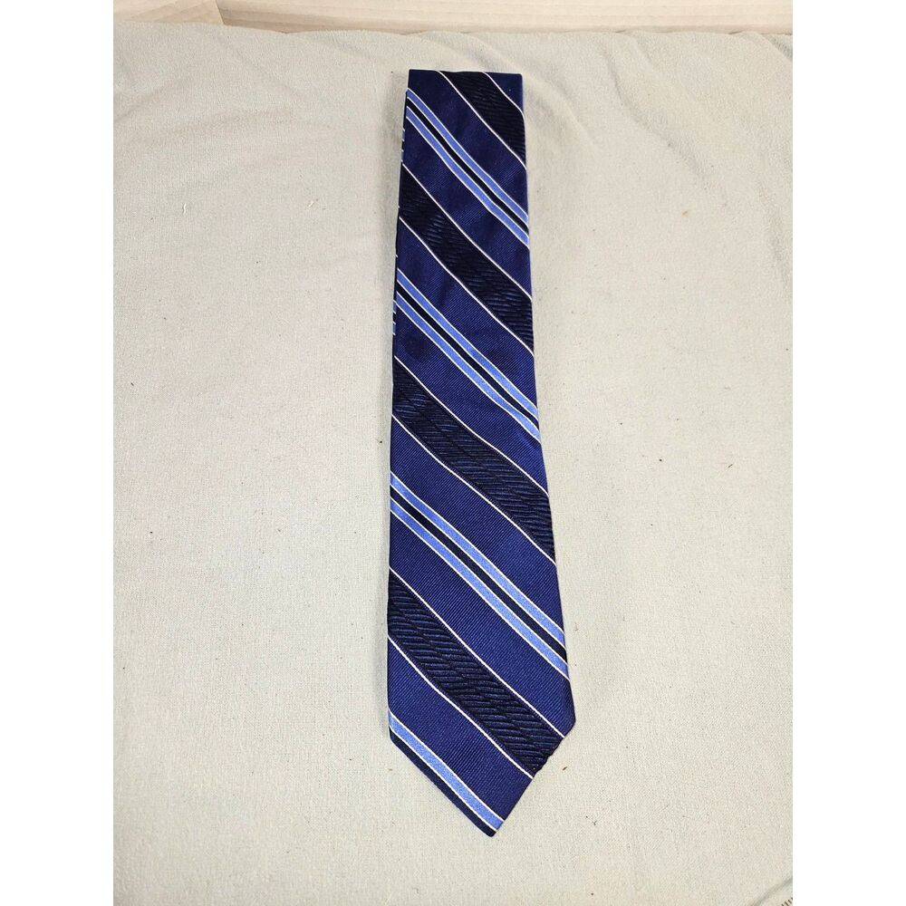 Robert Talbott Best of Class Silk Necktie Blue Light Blue White Stripe 3.5 Inch